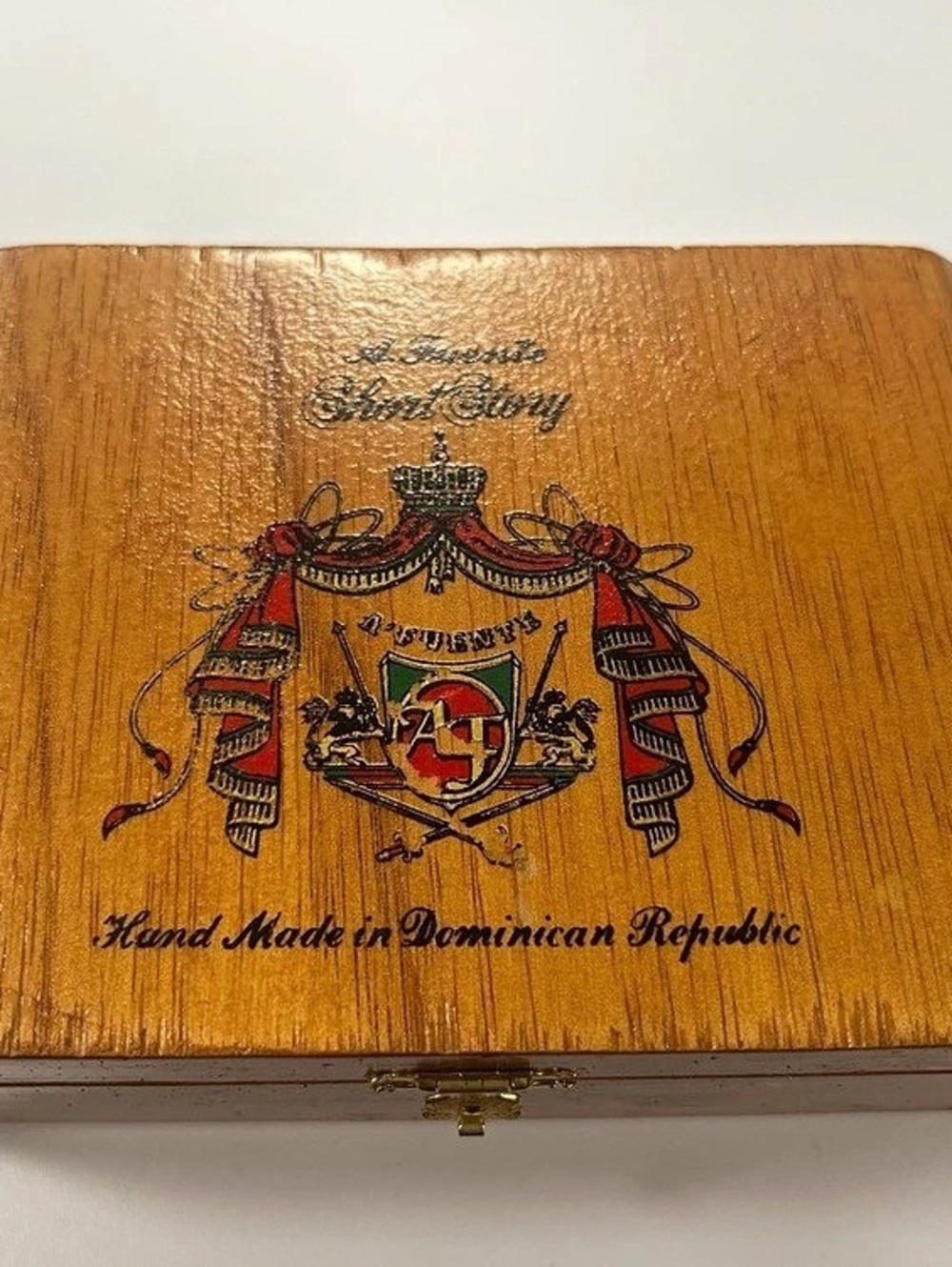 Arturo Fuente Short Story Empty Cigar Box Wooden Cigar Box Decor Brown & Red